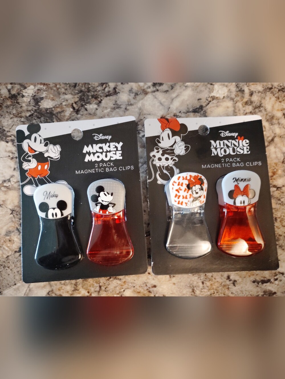 Disney Mickey & Minnie Magnetic Bag Clips - Black, Red, Clear - Picture 2 of 2